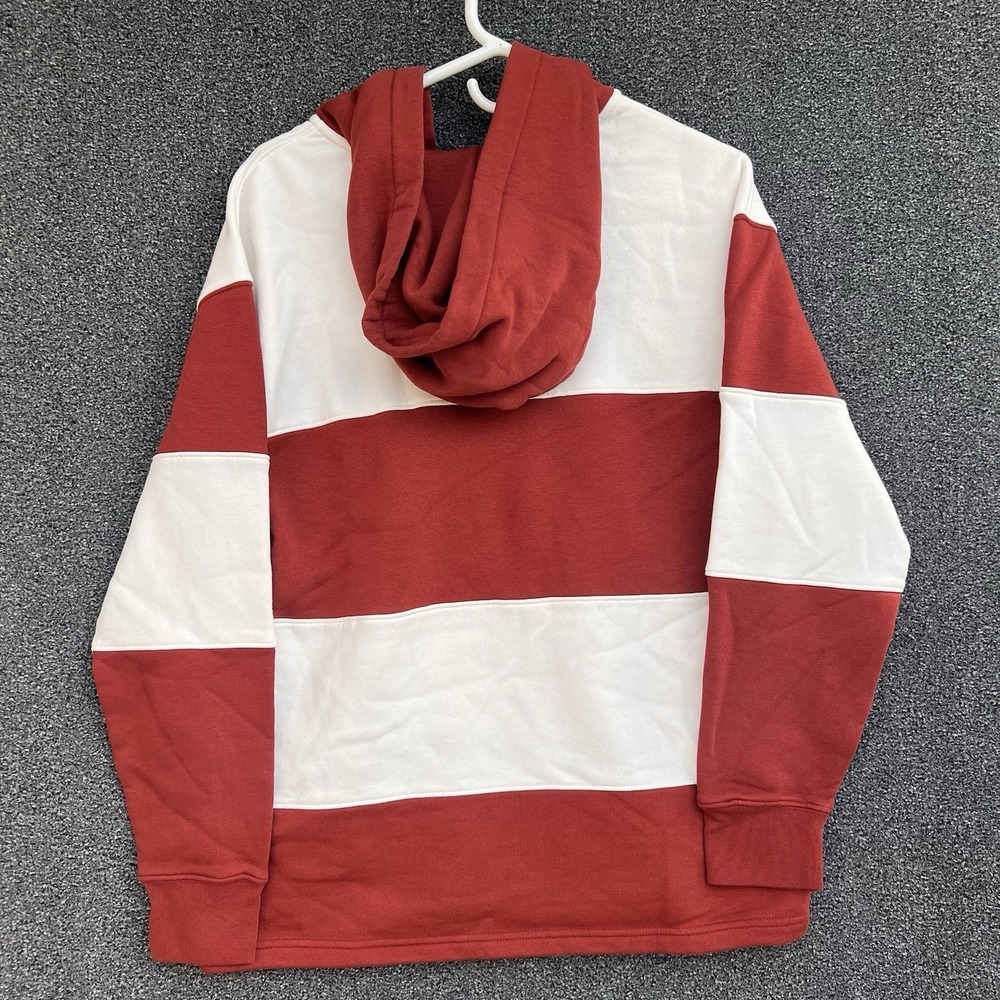 Levi's Mens Red‎ Fillmore Striped Rugby Fired Brick Hoodie Sweater Small - Picture 6 of 6